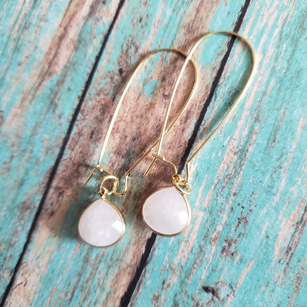 Pink stone drop earrings (handmade)